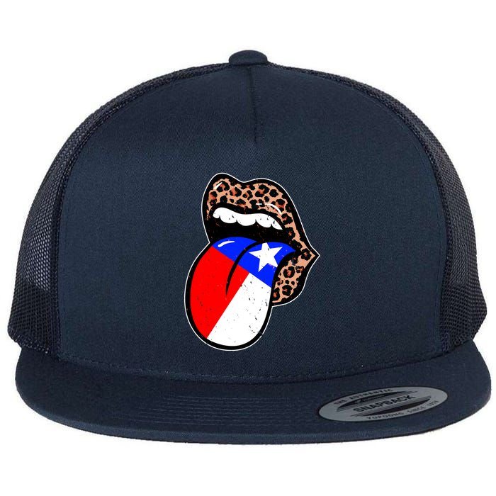 Leopard Print Lips with American Flag Flatbill Hat