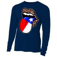 Leopard Print Lips with American Flag Cooling Performance Long Sleeve Crew