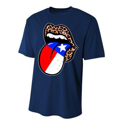 Leopard Print Lips with American Flag Performance Sprint T-Shirt