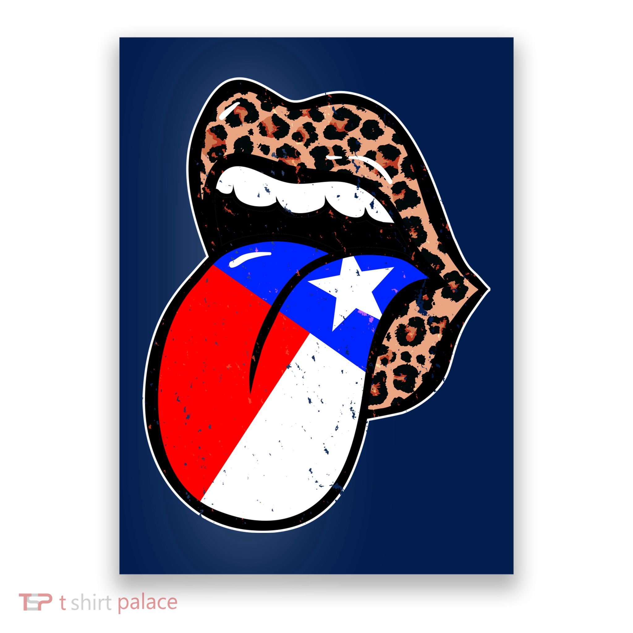 Leopard Print Lips with American Flag Poster