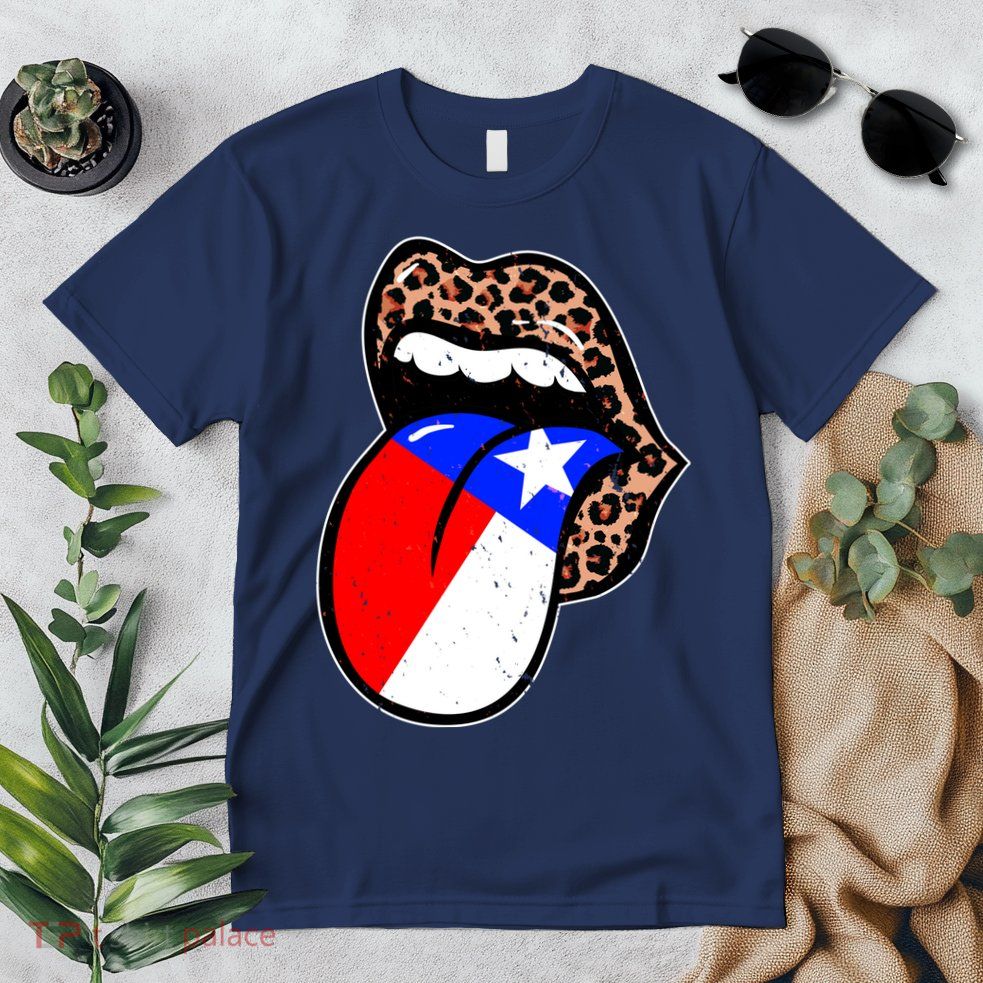 Leopard Print Lips with American Flag Premium T-Shirt