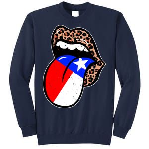 Leopard Print Lips with American Flag Tall Sweatshirt