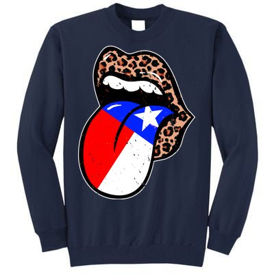 Leopard Print Lips with American Flag Tall Sweatshirt