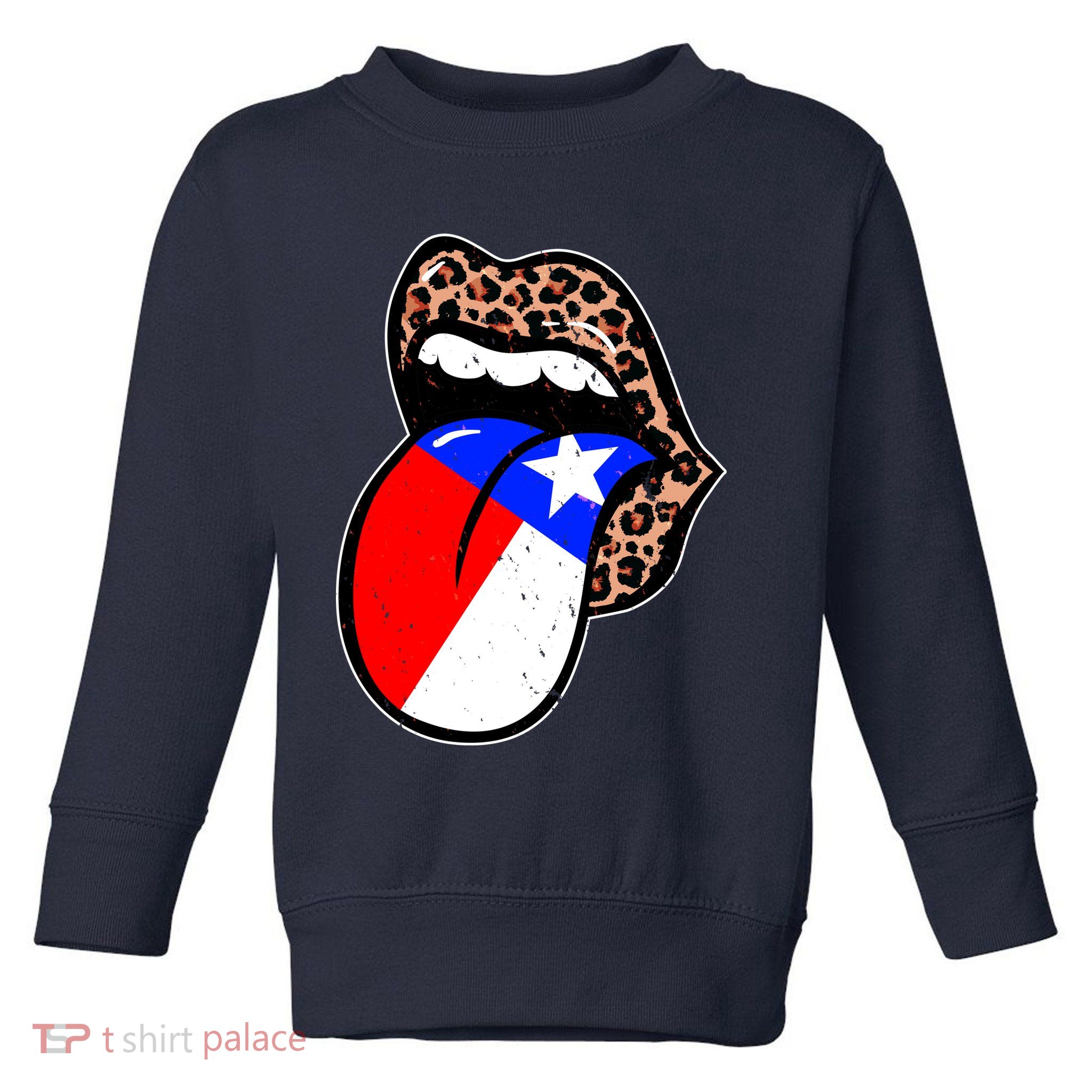 Leopard Print Lips with American Flag Toddler Sweatshirt
