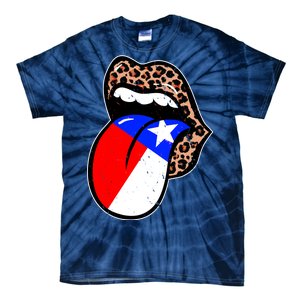 Leopard Print Lips with American Flag Tie-Dye T-Shirt