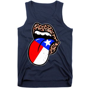 Leopard Print Lips with American Flag Tank Top