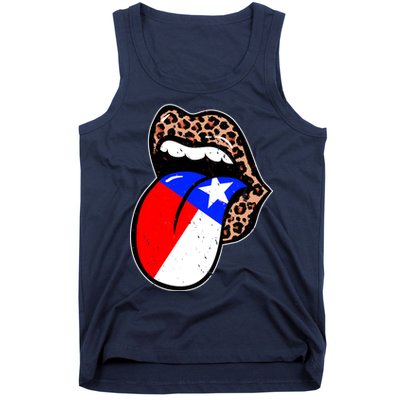 Leopard Print Lips with American Flag Tank Top