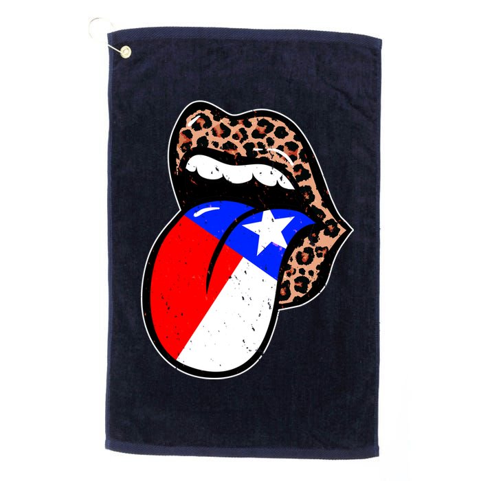 Leopard Print Lips with American Flag Golf Towel