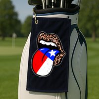 Leopard Print Lips with American Flag Golf Towel