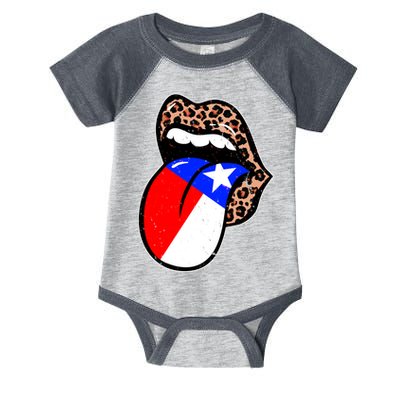 Leopard Print Lips with American Flag Infant Baby Jersey Bodysuit