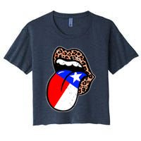 Leopard Print Lips with American Flag Crop Top