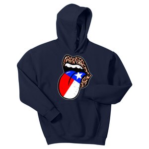 Leopard Print Lips with American Flag Kids Hoodie