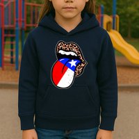 Leopard Print Lips with American Flag Kids Hoodie