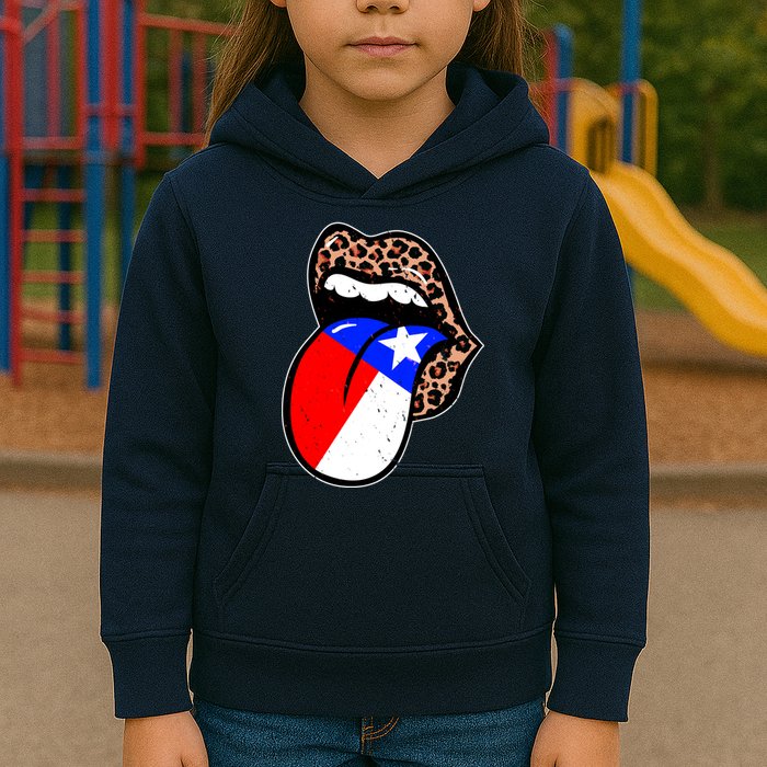 Leopard Print Lips with American Flag Kids Hoodie