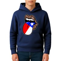 Leopard Print Lips with American Flag Kids Hoodie