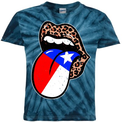 Leopard Print Lips with American Flag Kids Tie-Dye T-Shirt