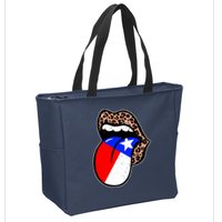 Leopard Print Lips with American Flag Zip Tote Bag