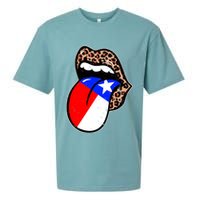 Leopard Print Lips with American Flag Sueded Cloud Jersey T-Shirt