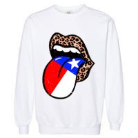 Leopard Print Lips with American Flag Garment-Dyed Sweatshirt