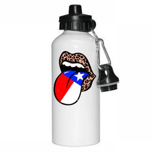 Leopard Print Lips with American Flag Aluminum Water Bottle