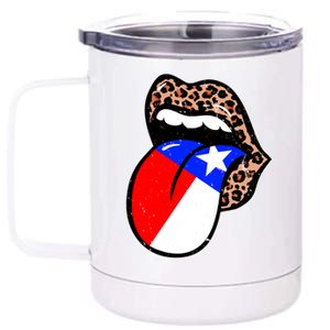 Leopard Print Lips with American Flag 12 oz Stainless Steel Tumbler Cup