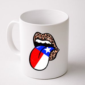 Leopard Print Lips with American Flag Coffee Mug