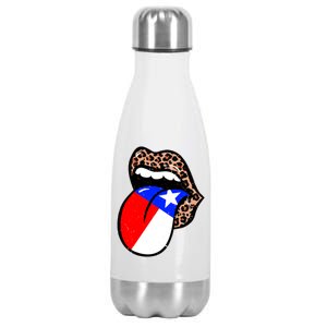 Leopard Print Lips with American Flag Stainless Steel Insulated Water Bottle