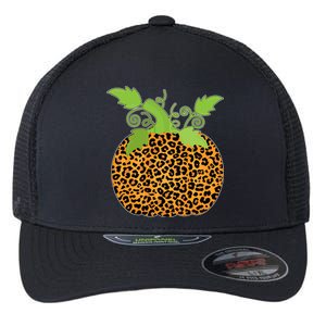 Leopard Print Pumpkin Flexfit Unipanel Trucker Cap