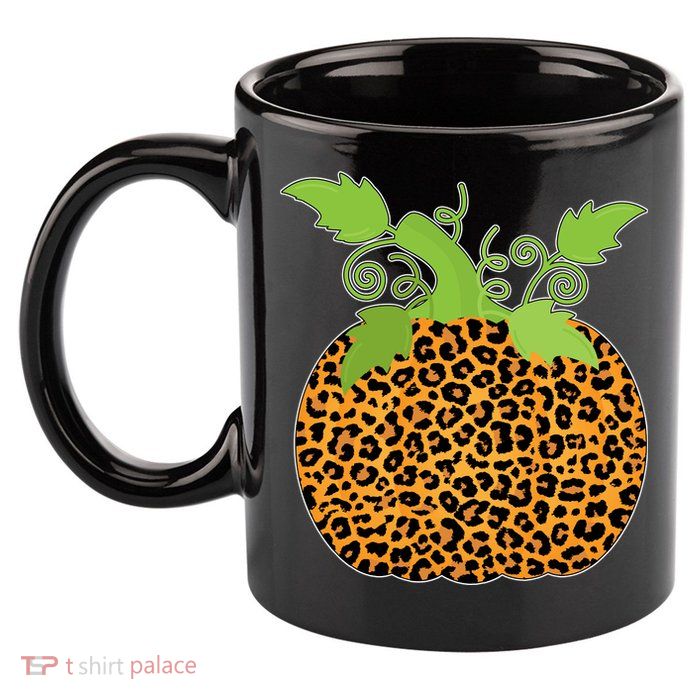 Leopard Print Pumpkin 11oz C Handle Ceramic Mug