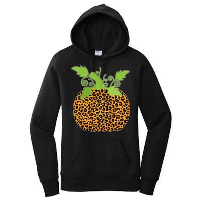 Leopard Print Pumpkin Women's Pullover Hoodie