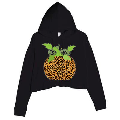 Leopard Print Pumpkin Crop Fleece Hoodie