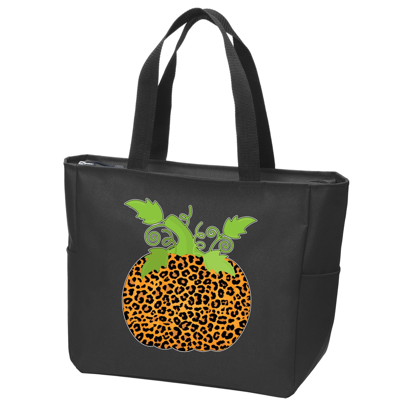 Leopard Print Pumpkin Zip Tote Bag