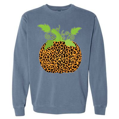 Leopard Print Pumpkin Garment-Dyed Sweatshirt