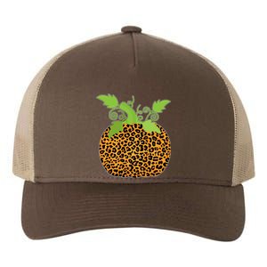 Leopard Print Pumpkin Yupoong Adult 5-Panel Trucker Hat