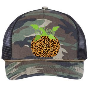 Leopard Print Pumpkin Retro Rope Trucker Hat Cap