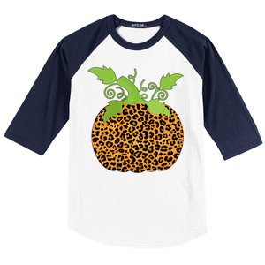 Leopard Print Pumpkin Baseball Sleeve Shirt