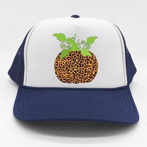 Leopard Print Pumpkin Trucker Hat