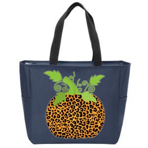 Leopard Print Pumpkin Zip Tote Bag