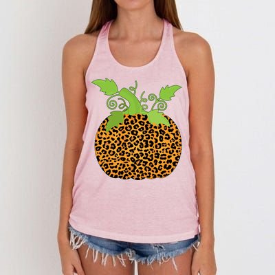 Leopard Print Pumpkin Women's Knotted Racerback Tank