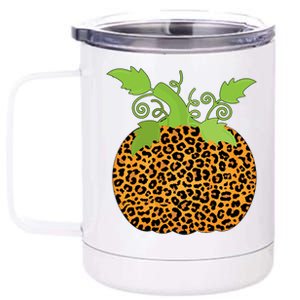 Leopard Print Pumpkin 12 oz Stainless Steel Tumbler Cup