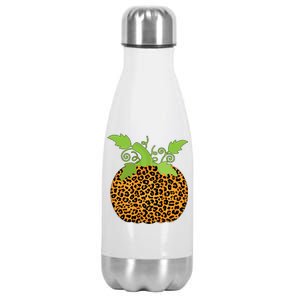 Leopard Print Pumpkin Stainless Steel Insulated Water Bottle