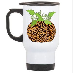 Leopard Print Pumpkin Stainless Steel Travel Mug