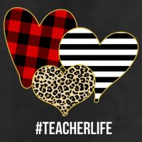 Leopard Red Plaid Striped Hearts Teacher Life Valentines Day 7 Panel Mesh Trucker Snapback Hat