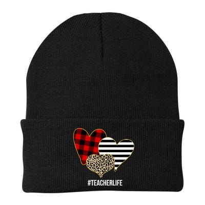 Leopard Red Plaid Striped Hearts Teacher Life Valentines Day Beanie