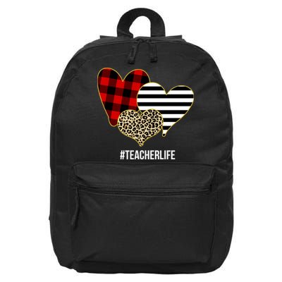 Leopard Red Plaid Striped Hearts Teacher Life Valentines Day 16 in Basic Backpack