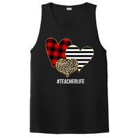 Leopard Red Plaid Striped Hearts Teacher Life Valentines Day PosiCharge Competitor Tank