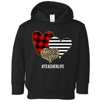 Leopard Red Plaid Striped Hearts Teacher Life Valentines Day Toddler Hoodie