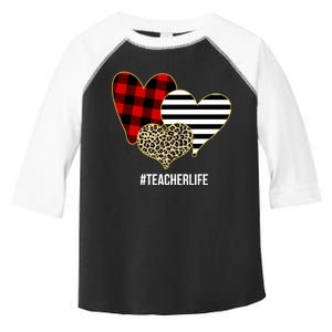 Leopard Red Plaid Striped Hearts Teacher Life Valentines Day Toddler Fine Jersey T-Shirt