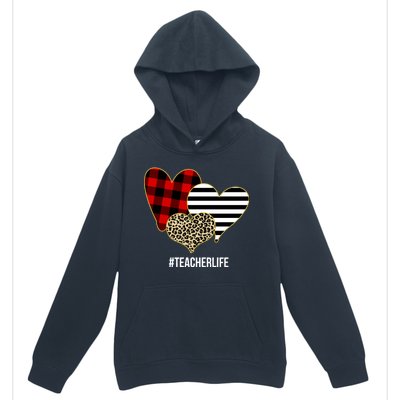 Leopard Red Plaid Striped Hearts Teacher Life Valentines Day Urban Pullover Hoodie