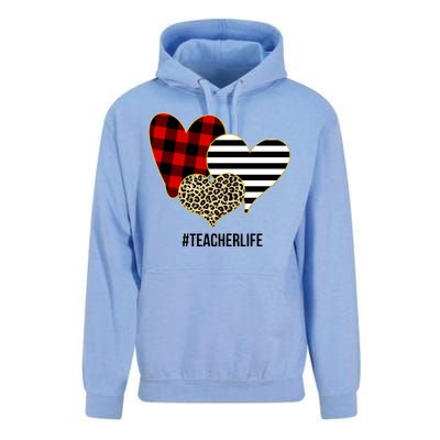 Leopard Red Plaid Striped Hearts Teacher Life Valentines Day Unisex Surf Hoodie